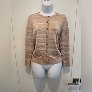 Ann Taylor Women’s Cream Striped Cardigan – size medium